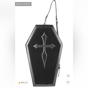 NWT KILLSTAR’S IN UR WEB VELVET BLACK COFFIN SHAPE WEEKENDER BAG